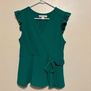Monteau Emerald Ruffle Wrap Top
